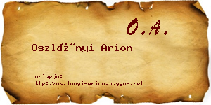 Oszlányi Arion névjegykártya